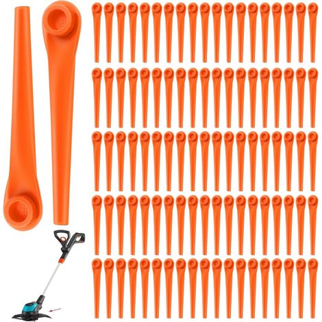 Chuancheng 100er-packung Ersatzklingen Aus Kunststoff Für Gardena 9823, 9825, 9820 Und 9821 Rasentrimmer, 70 Mm