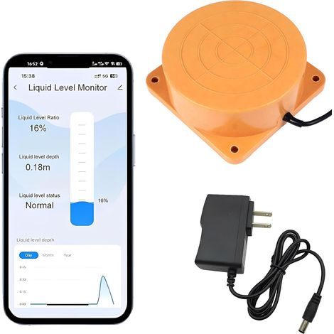 Wlan-wasserstandsmelder, Ultraschall-wasserstandssensor, Flüssigkeitsstandmonitor, Intelligenter Wassersensor, Wlan-wasser-/ölstandsensor Für Wasser- Und Öltanks, Tuya Smart Li