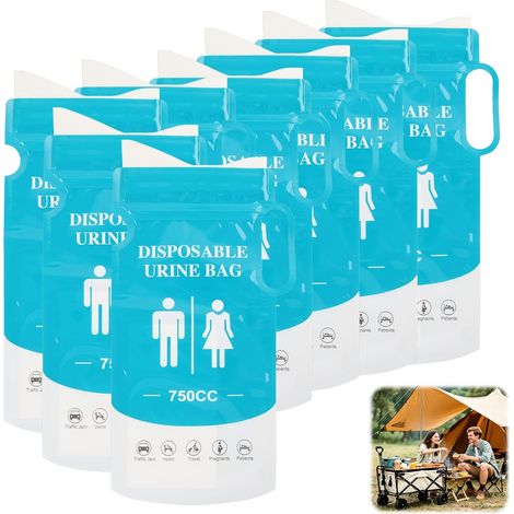 Pièces Sacs À Urine Jetables 750ml, Urinoirs Portables Avec Poignée, Sacs Anti-fuite Multifonctions Pour Adultes Et Enfants, Idéal Voyage, Camping, Embouteillage, Mal Des Transports