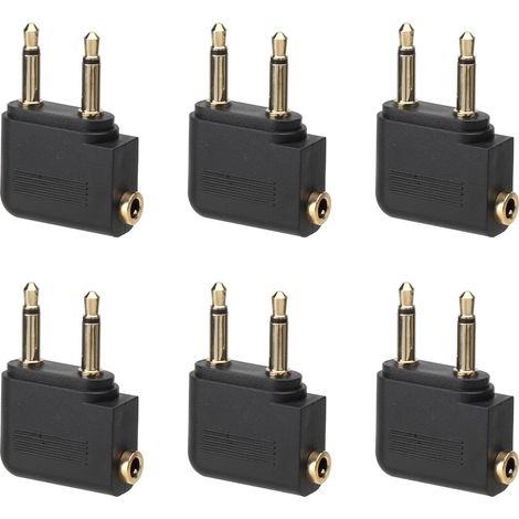 6er-pack Flugzeughelmadapter, Doppelte 3,5-mm-klinkenbuchse (stecker Auf Buchse), Vergoldet