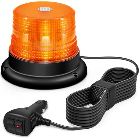 Antom Gelbe Rundumleuchte 12v-24v 10 Blinkmuster 12v-24v 60 Leds Mit Magnetkabel Und 3m Kabel Für Gabelstapler, Traktor, Golfwagen, Anhänger, Lkw