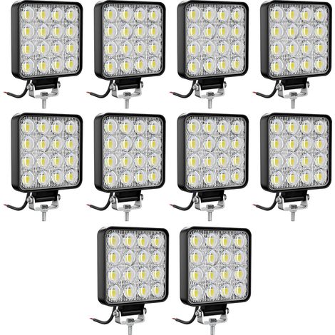 Antom 10 Stück Led-arbeitsscheinwerfer, 3,3 Zoll Quadratischer Mini-projektor 72w 12v 24v Led-lampe Für Geländewagen, Lkw, Suv, 4x4, Traktor