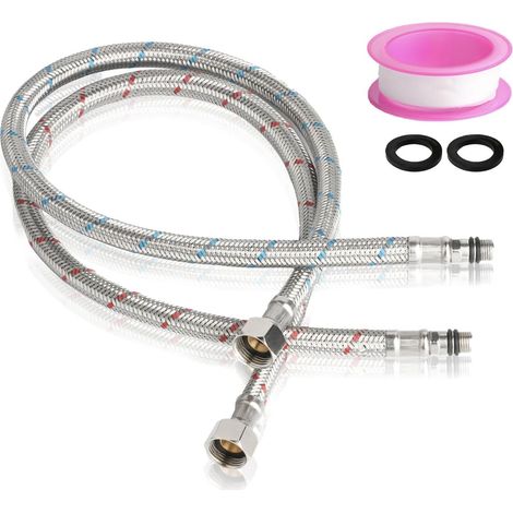 G3/8 – M10 Flexible Anschlussschläuche – 60 Cm, 12/17 (3/8 Zoll) Schlauchverlängerung, Edelstahl-geflechtschlauchverlängerung Für Küche Und Bad
