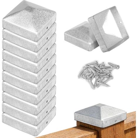 Packung Mit 10 Pfostenkappen (7 X 7 Cm) Mit 20 Verzinkten Schrauben Für Holzpfosten Und Terrassenpfeiler