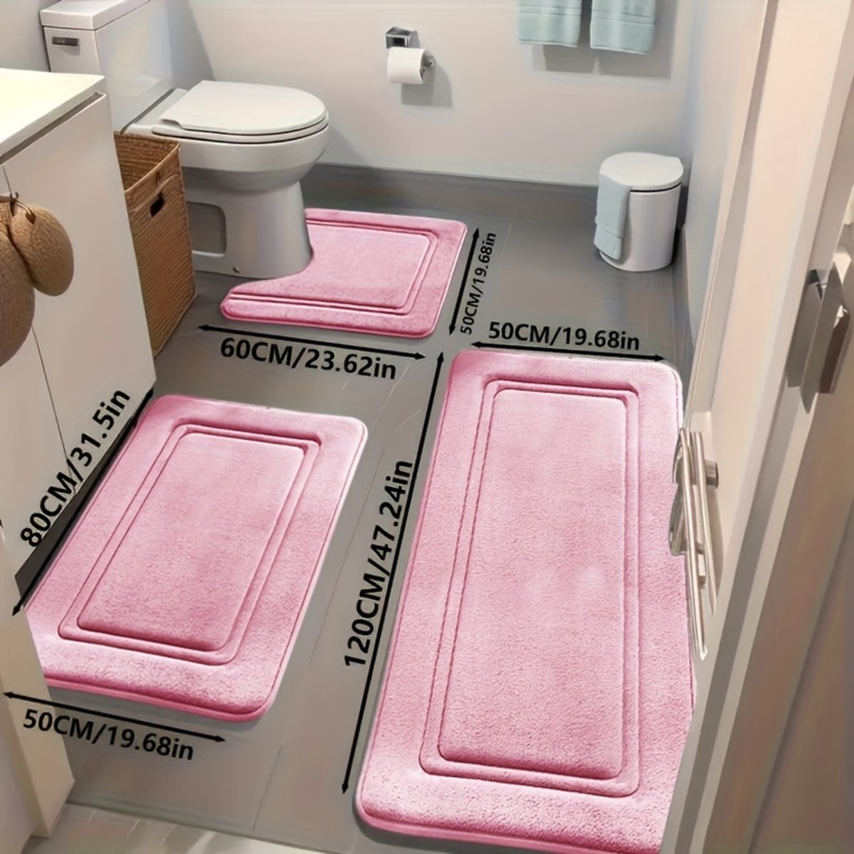 3er-set Ultra-saugfähige Badematten Rutschfeste Polyester-badematten Für Bad Und Dusche – Komfortabel Und Weich – Dekorative Bodenmatten Von Aij