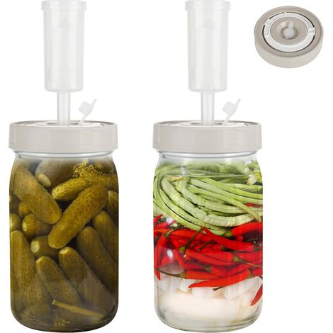 Set Mit 2 X 1-liter-gärgläsern Mit Gärverschluss Und Datumsanzeige Für Sauerkraut, Kimchi, Kombucha Und Essiggurken