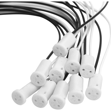 10 X G4 Keramikfassungen Mit 20 Cm Kabel – Hitzebeständig Für Led- Und Halogenlampen – Ersatzfassung Für Deckenleuchten, Küchenleuchten Und Vitrinen