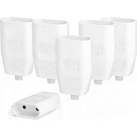 6er-pack Flache Euro-kupplungen 250 V 2,5 A, Eurostecker Schuko-kupplung, Weiß, F-buchse Mit Schutzkontakt
