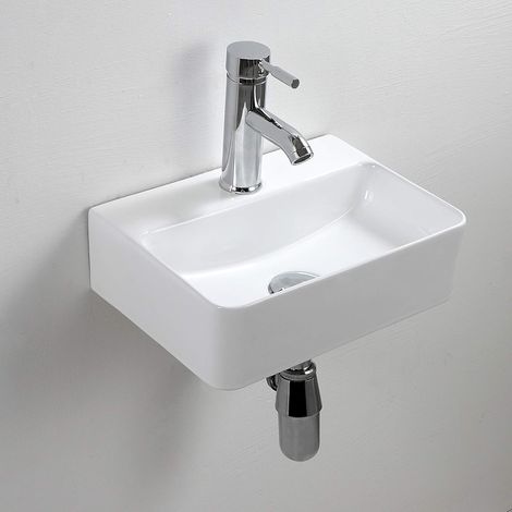 Kompaktes Rechteckiges Weißes Keramikwaschbecken, Kleines Wandmontiertes Badezimmerwaschbecken 365 X 250 X 105 Mm (ausführung 1)