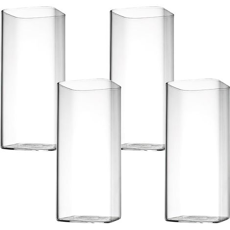 Set Mit 4 Eleganten, Quadratischen Longdrinkgläsern – 400 Ml Gläser Für Wasser, Saft, Bier, Getränke, Cocktails, Mojitos Und Mixgetränke