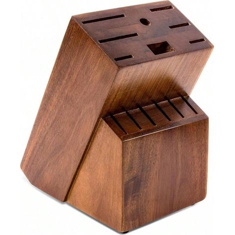 Universeller Messerblock Aus Holz Mit 14 Fächern, Ideal Zur Aufbewahrung Und Organisation Von Büro- Oder Schneidemessern. Maße: 15 X 13,4 X 22 Cm