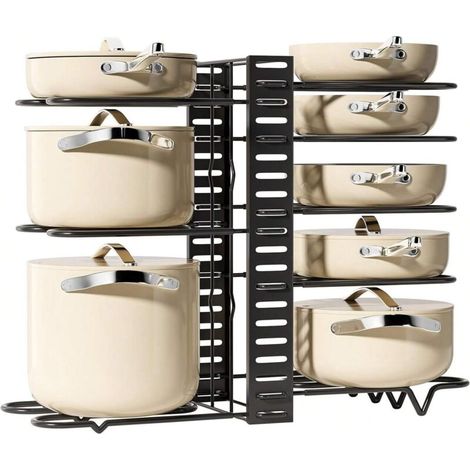 Küchenutensilienregal – Verstellbares Regal Für Deckel Und Töpfe Aus Robustem Stahl, Ideal Für Küchenschränke Und Schubladen. Maße: 46 X 20,5 X 40 Cm.
