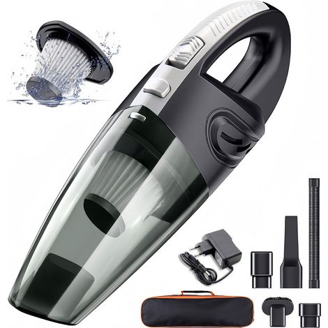 Tragbarer Staubsauger, 120-w-autostaubsauger, Kabelloser Handstaubsauger Mit 2200 Mah Akku, Waschbarem Filter, Feuchtigkeitsschutz Und Geräuschreduzierungsfunktion, Schwarz.