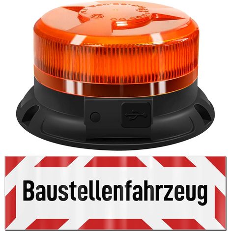 Antom 12v Akku-betriebene Runde Arbeitsleuchte Mit Magnetfolie, 45 X 15 Mm - 24v Warnschild - Gelb - Magnetische Led - Für Baufahrzeuge