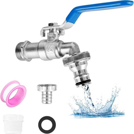 1/2"-gartenarmatur Aus Messing, Rost- Und Frostbeständig, Inklusive 2 Kostenlosen Schlauchanschlüssen, 1 Aufrollbarem Dichtungsband, Tropffreiem Absperrventil, Messing-außenarmatur