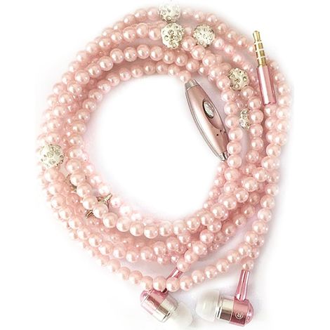 Schmuckperlenkette, Stereo-kopfhörer Mit Mikrofon, 3,5-mm-in-ear-kopfhörer Mit Kabel Für Handy, Mädchen, Schwester, Dame, Design: Schmuckperlenkette, Stereo (pink)