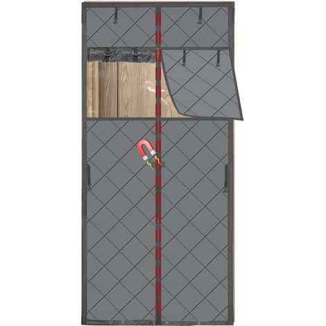 Wärmeisolierender Magnetischer Türvorhang Aus Oxford-gewebe Mit Dicker, Wasserdichter Baumwolle Und Freiem Sichtfenster, Winddicht Für Wärmedämmung, Schalldicht (90 X 210 Cm)
