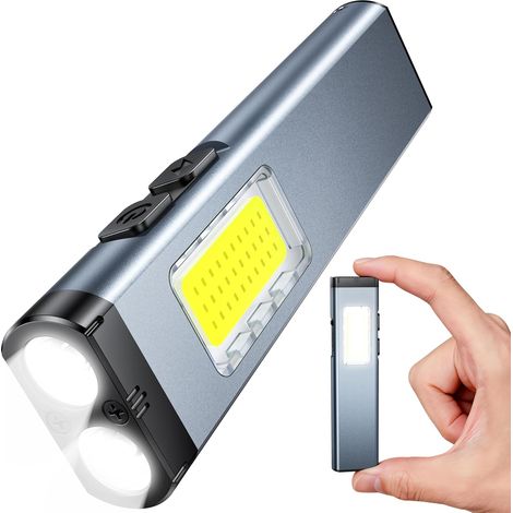 Wiederaufladbare Led-taschenlampe Von Iseyou, Mini-edc-taschenlampe Mit 800 Lm, Magnetfuß, Clip Und Akustischem Alarm, Dual-lichtquelle Mit 7 Modi Für Camping, Wandern Und Mehr