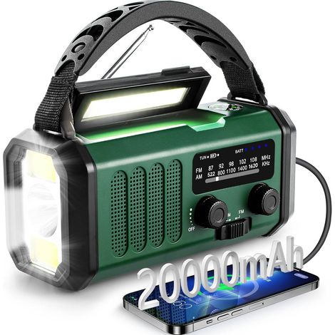 20.000 Mah Multifunktionales Am/fm-notfallradio Mit Solarfunktion, Solar-handyladegerät, Handbetriebene Notfalltaschenlampe, Überlebensset Für Camping, Wandern Und Notfallsituationen