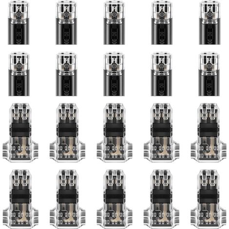 Packung Mit 20 Wasserdichten 2-poligen 12-v-steckverbindern, 2-adrige T2/d2-steckverbinder Für 0,3 Mm², 0,5 Mm² Und 0,75 Mm² Kabel (22-20-19awg), Schnellverbinder-set Für Automobil- Und Led-projekte
