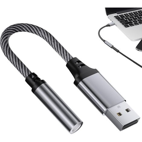 1 Audio-adapter, Klinke Auf Usb, Aux-usb-adapter, Usb-sb-klinke Auf 3,5-mm-adapter, Kompatibel Mit Geräten Wie Computern, Lautsprechern Und Kopfhörern