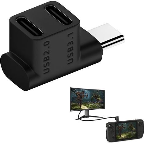 Usb-c Typ-c Auf Typ-c 3.1 Splitter, Pd100w Schnellladefunktion, 10 Gbit/s Datenübertragung, 90°-winkelstecker, 1 Auf 2 Weibliche Anschlüsse, Laptop-verlängerung