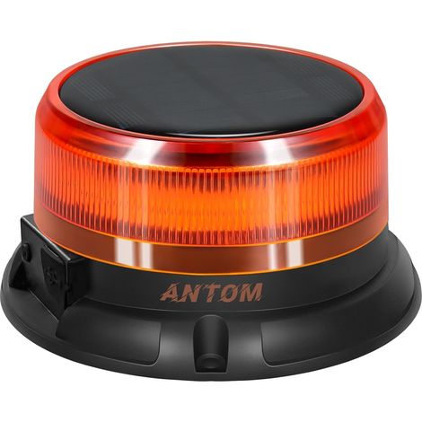 Antom Led-warnleuchte Mit Solarbatterie, 9 Blinkmodi, 12v/24v Magnetische Orangefarbene Warnleuchte Mit Kabel Und Usb-kabel Für Auto, Lkw, Traktor, Golfwagen, Einsatzfahrzeuge