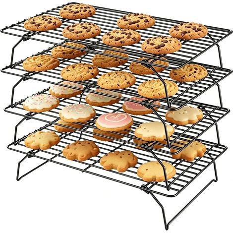 Gebäckkühlgitter, 40 X 25 X 4 Cm, Stapelbar, Edelstahl, Antihaftbeschichtung, Zum Backen, Für Gebäck Und Zum Braten