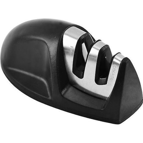 Professioneller Manueller 2-in-1-küchenmesserschärfer Für Edelstahl- Und Keramikmesser Aller Größen, Schwarze Rutschfeste Basis.