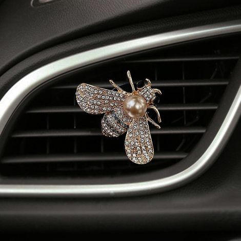 Funkelnde Bienen-lüftungsschlitzclips, Kristall-bienen-lufterfrischer, Strass-lüftungsschlitzclip, Funkelndes Autozubehör (silber)