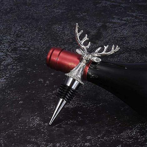 Weinstopper Aus Metall In Form Eines Hirschkopfes, Weinausgießer Und Flaschenverschluss, Weinzubehör, 2-teilig.