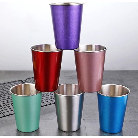 Edelstahlbecher, Teebecher/eisbierglas, Praktisch Und Langlebig, Leicht Zu Transportieren, Für Aktivitäten Im Freien Und In Innenräumen (6 Stück)