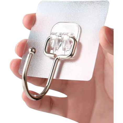 Selbstklebende Haken, Packung Mit 50 Transparenten Haken, Maximale Traglast 15 Kg, Robuste Wandhaken Zum Kleben Für Bad Und Küche.