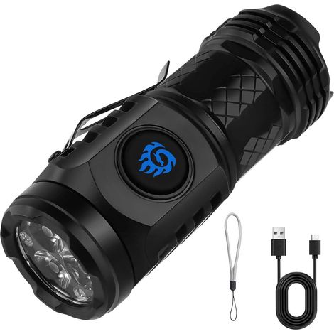 Wiederaufladbare Led-taschenlampe Von Flintronic, Modell „dreiäugiges Monster“, Wiederaufladbare Taschenlampe Mit 5 Leuchtmodi, Wasserdichte Taktische Taschenlampe Für Camping, Wandern Und Notfälle