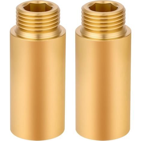 Flintronic 2-teilige Messing-wasserhahnverlängerungen, 5 Cm Gewindeverlängerung, Messing-verlängerungsstück, Für Trinkwasser- Und Heizungsinstallationen