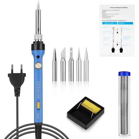 Flintronic Lötset, 8-in-1 60w 200-480℃ Einstellbare Temperatur Lötset Mit Ein-/ausschalter, Lötstation, 5 Lötspitzen, 10g Lötdraht
