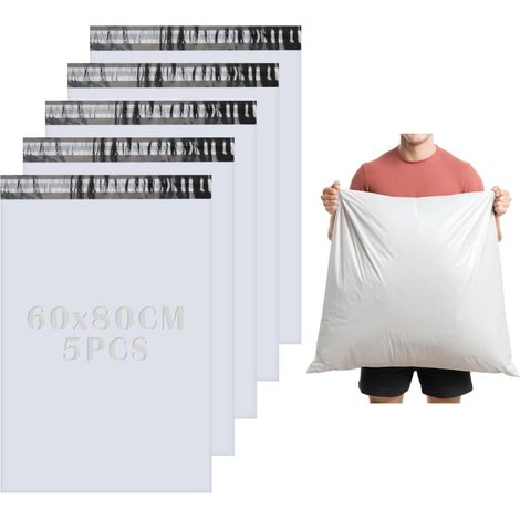 5er-pack Große Verpackungsbeutel Für Vintage-pakete – Große Plastikumschläge – 60 X 80 Cm – Wasserdichte Versandtaschen – Weiß