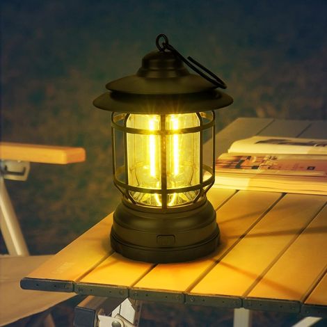 Flintronic Vintage Campinglaterne, Led-campinglaterne, Retro-campinglampe Mit Batteriebetrieb, 3 Modi, Ipx4 Wasserdichte Zeltlampe Für Camping, Angeln, Garten, Wandern, Notfälle (1 Stück)