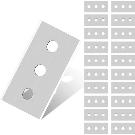 Flintronic 20 Stück Lame Grattoir De Rechange, Trois Trous Racloir Vitrocéramique, Racloir Vitrocéramique, Métal Lames Rechange Pour Grattoir, 43 22 Mm