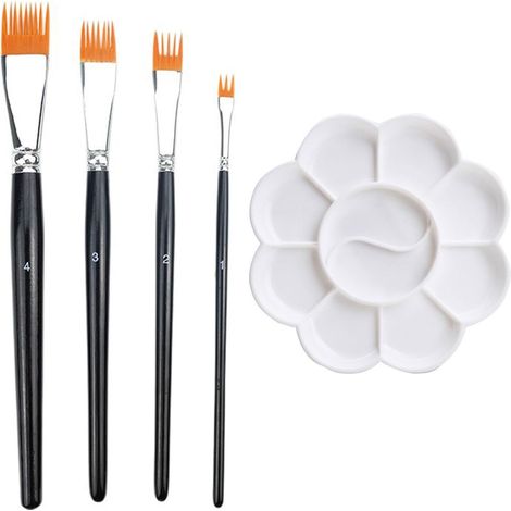 Set Mit 4 Kammförmigen Künstlerpinseln, Flachen, Strukturierten Pinseln In 4 Größen, Strukturiertes Künstlerpinselset Mit Palette Für Acryl-, Öl-, Aquarell- Und Gouachefarben