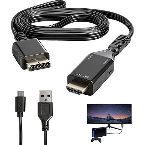 Ps1/ps2-zu-hdmi-adapter 720p/1080p Mit 1 M Av-kabel, Ps2-hdmi-adapter Mit Micro-usb-stromversorgung, Plug & Play Für Hdtv-spielkonsolen