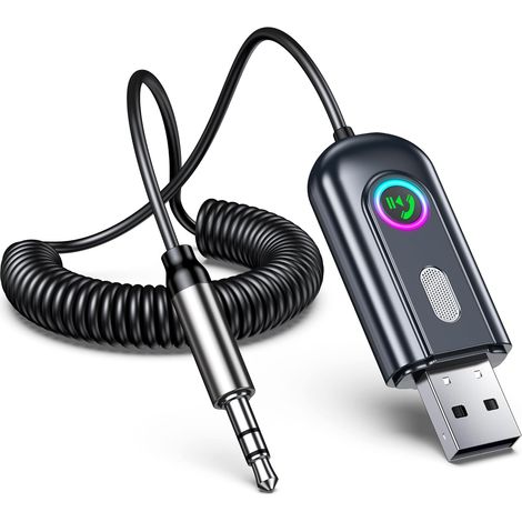 Iseyou Bluetooth-kfz-adapter, Bluetooth 5.3-empfänger Mit 3,5-mm-klinkenanschluss, Usb-audioadapter, Plug & Play, Hifi-aux-eingang Für Freisprecheinrichtung Und Audio-/lautsprechersysteme