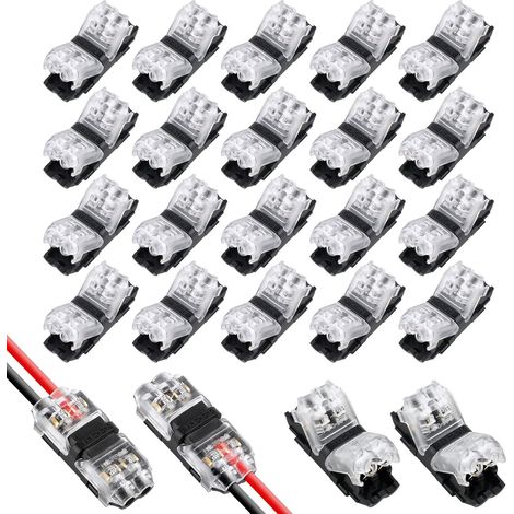 Flintronic 20-teiliges Set 2-poliger H-förmiger Elektrischer Kabelverbinder, 20/22 Awg Schnellverbinder Für Auto, Beleuchtung Und Audio