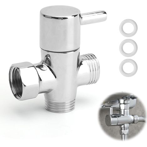3-wege-duscharmatur G1/2, Verchromtes Messing-t-stück Mit 3 Dichtungen, Universeller Wasserhahnadapter Für Solarduschen, Badezimmer Oder Gartenduschen
