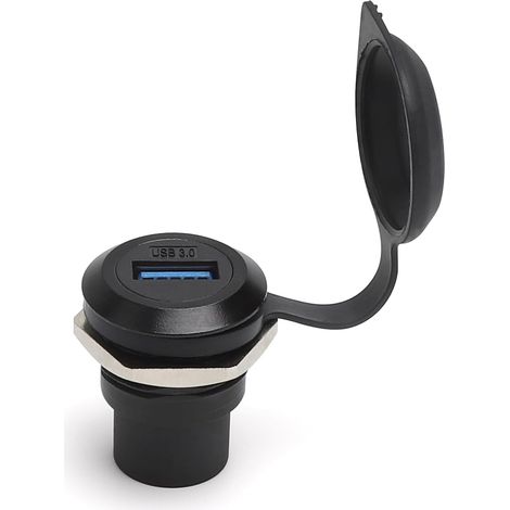 Einbau-usb-buchse – Runder Usb 3.0 Typ-a-anschluss Mit Staubschutzkappe, Gehäuse Aus Zinklegierung, Nahtlose Schraubmontage – Ideal Für Auto, Industrie, Audio-rack Und Bühne