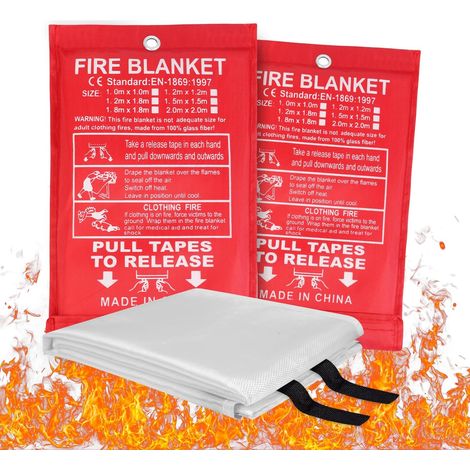 Flintronic Löschdecke, 2er-pack Löschdecken Für Haushalt Und Küche, Notfall-löschdecke Aus Fiberglas, Feuerfester Schutz Und Wärmedämmung – 1 M X 1 M