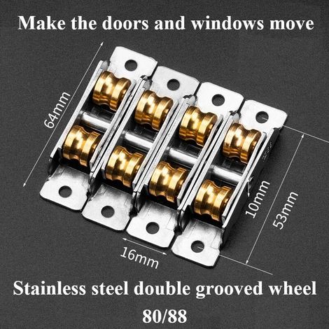 Satz Mit 4 Doppelten Messing-edelstahlrollen, Doppelnutrolle Für Pvc-schiebefenster Und -türen, Nutrolle Typ 80/88.