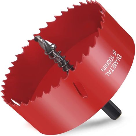 Flintronic Bimetall-lochsäge, Ø 100 Mm, M42 Hss, Inklusive Sechskantadapter Und Zentrierbohrer, Zum Bohren Von Kunststoff, Pvc, Holz, Faserplatten Und Weichmetallen