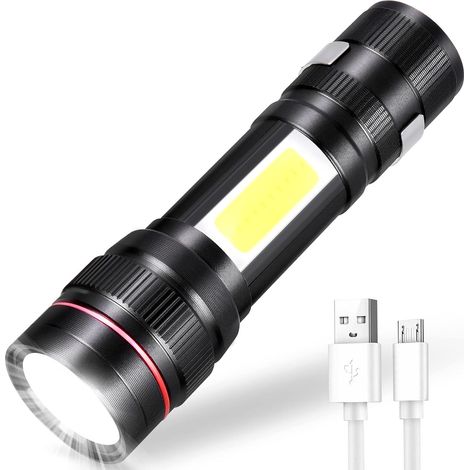 Wiederaufladbare Led-taschenlampe Von Flintronic, 800 Lm, 3 Leuchtmodi Und Zoomfunktion, Tragbare Cob-taschenlampe Für Kinder, Geschenk/camping/wandern/notfall/werkstatt/stromausfall (1 Stück)