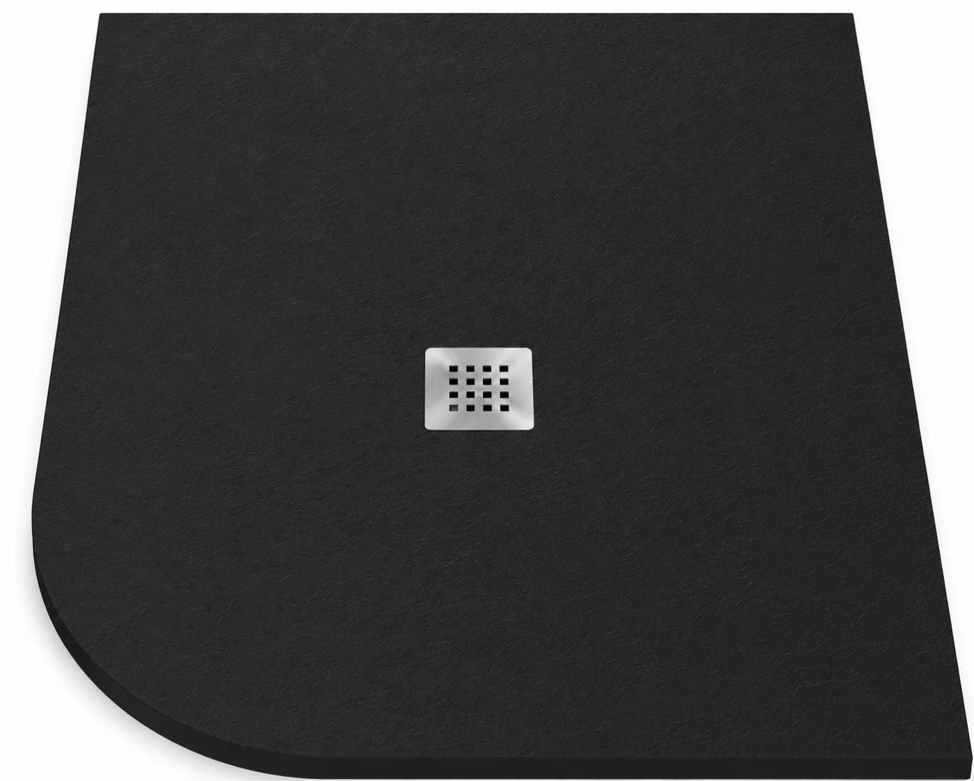 Viertelkreis-duschwanne Round 80x80 Cm Schwarz Edelstahlgitter